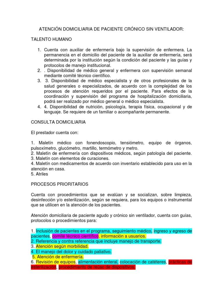 atención domiciliaria de paciente agudo y crónico sin ventilador - Qué es atención domiciliaria de paciente agudo