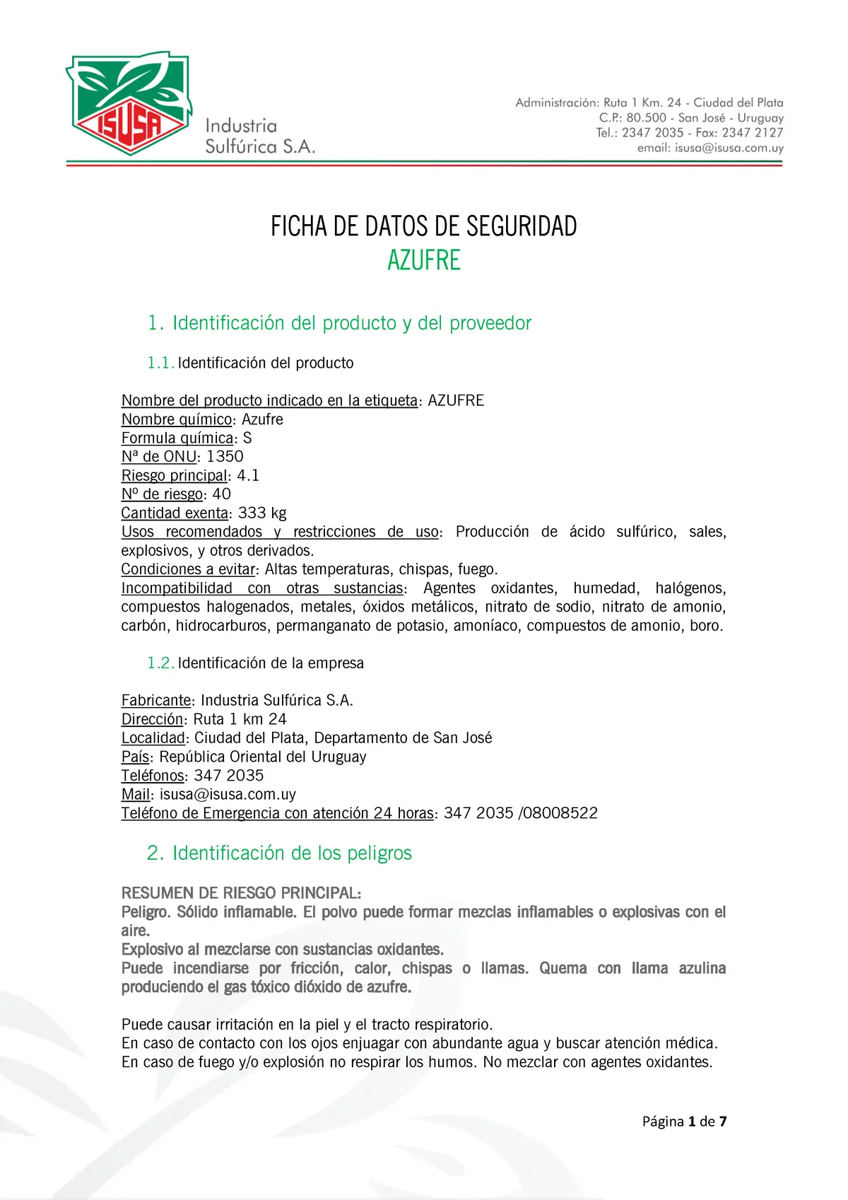 hoja de datos de seguridad vitra azufre ventilado - Qué es la hoja de datos de seguridad de materiales HDS
